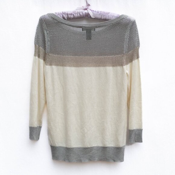 White House Black Market Sweater S Multi-Fiber Metallic Lurex Mesh Festive New - Picture 5 of 9